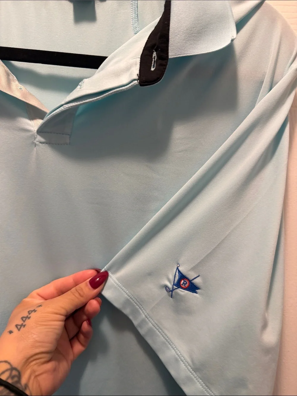 Ralph Lauren RLX Light Blue Men's Polo Shirt with Contrast Collar